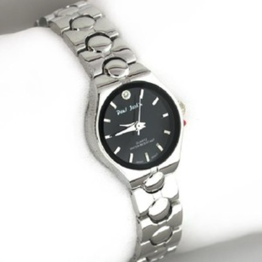Paul Jardin Women's Stainless Steel Round Silver and Black watch